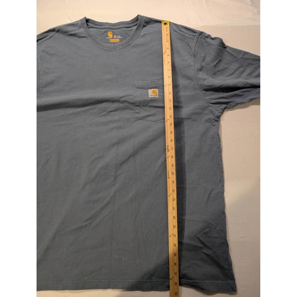 Carhartt Mens 2XL Tall Long Sleeve Pocket T-Shirt Blue Original Fit K126 - Picture 8 of 13